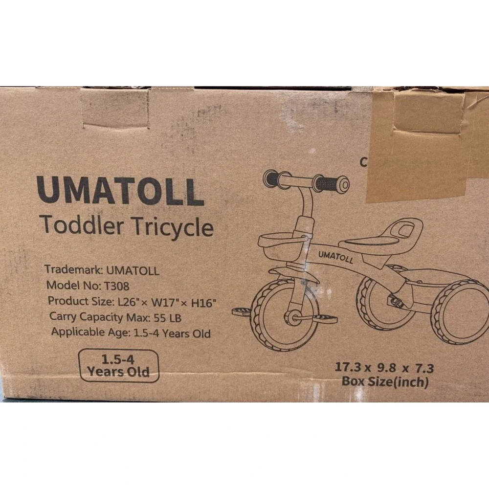 UMATOLL Toddler Tricycle Green Model T308 Ages 1.5-4 New Open Box Assembly Req
